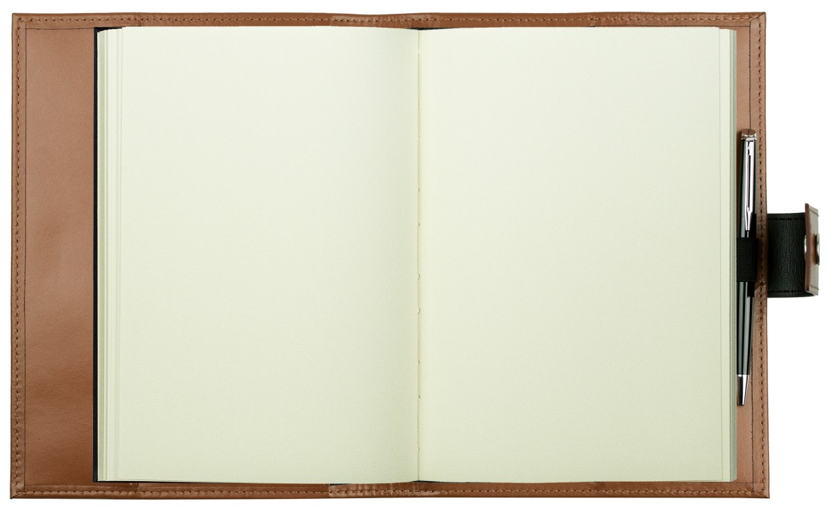 Notizbuch DIN A5 mit Druckknopf | Echtleder | CAMBRIDGE hellbraun